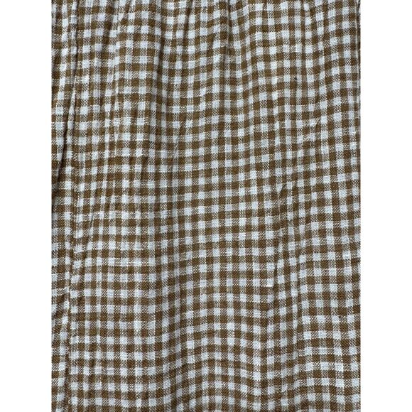 EILEEN FISHER 100% Organic Linen Tan/White Gingham Print Pull-On Pants, Sz M - Picture 11 of 11
